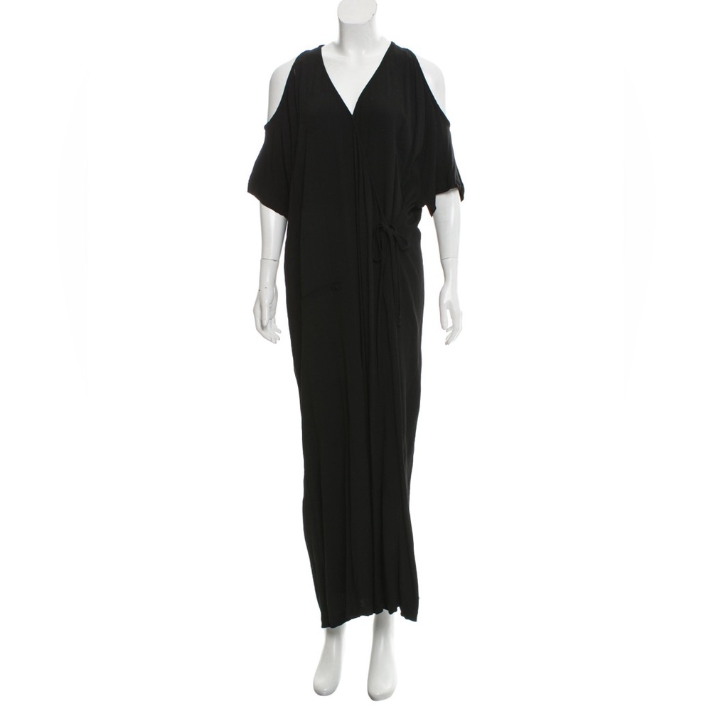 Shaina Mote Wrap Tie Dress Black Maxi Small US 4 Cutout tent oversized